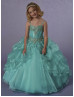 Spaghetti Straps Beaded Organza Floor Length Flower Girl Dress 